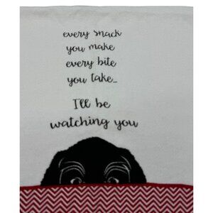 Funny Kitchen Dish Towel Dog Print Red Chevron Border Kay Dee Design Cotton READ